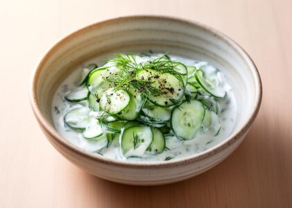 Salade de concombre crémeux : l&rsquo;accompagnement rafraîchissant idéal pour le barbecue